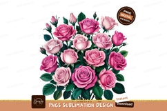 Pink Roses Bouquet Isolated On White PNG Product Image 1