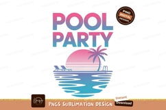Tropical pool party sunset scene palm tree Product Image 1