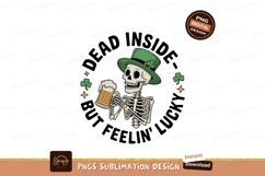 Skeleton holding beer wearing leprechaun hat shamrock Product Image 1