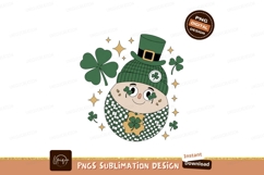 Cheerful leprechaun with shamrocks and stars clover Product Image 1
