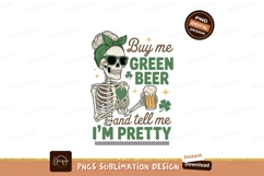 Skeleton holding green beer with heart sunglasses Product Image 1