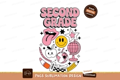 Pink and yellow retro school icons with text second Product Image 1