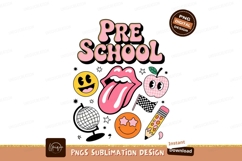 Retro preschool graphics with playful icons pink Product Image 1
