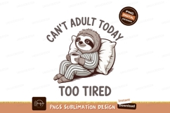 Sloth with coffee and pajamas pillow Product Image 1