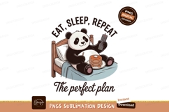 Panda eating pancakes in bed with remote image Product Image 1