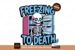 Skeleton inside freezer with food blue pink Product Image 1