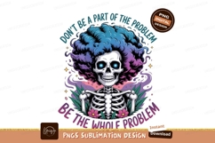 Skeleton with blue purple hair and flowers skull Product Image 1