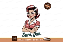 Retro woman with glasses and polka dot dress image Product Image 1