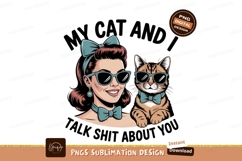 Woman and cat wearing sunglasses and bowties retro Product Image 1