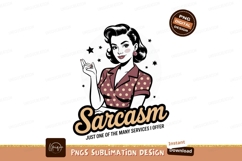 Retro woman with polka dot shirt and sarcasm text dots Product Image 1