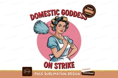 Woman with rollers holding duster blue white Product Image 1