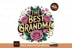 Best Grandma Roses Golden Lettering Design PNG Product Image 1