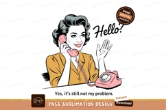 Woman talking on vintage pink telephone image Product Image 1