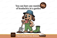 Happy dog gardening with shovel and boot overalls Product Image 1