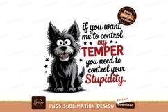 Black dog temper stupidity white grey Product Image 1