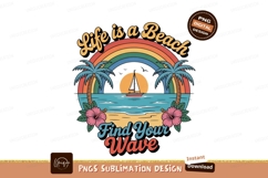 Tropical beach sunset sailboat rainbow hibiscus image Product Image 1