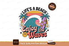 Retro beach wave surf sunset palms image Product Image 1