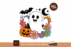 Groovy Halloween Ghost Pumpkin Flowers image Product Image 1
