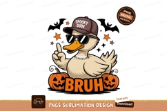Cool duck wearing sunglasses and cap with pumpkins Product Image 1