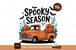 Orange truck ghost pumpkins spooky season halloween Product Image 1