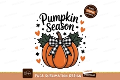 Orange pumpkin with black white checkered bow image Product Image 1