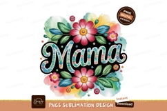 Watercolor Mama Floral Sublimation png Product Image 1