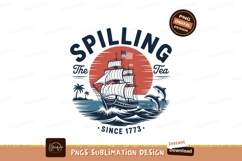Sailing ship with dolphins and sunset ocean waves Product Image 1