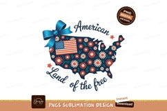 Floral United States map with American flag and bow Product Image 1