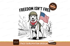 Patriotic dog soldier with flag and binoculars american Product Image 1