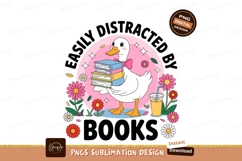 Duck holding books and drink flowers pink Product Image 1