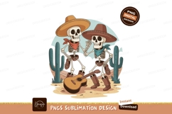 Skeletons playing guitar in desert cacti sombreros Product Image 1
