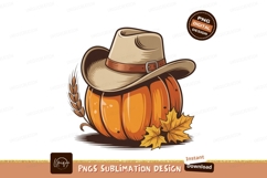 Cowboy hat pumpkin autumn leaves wheat image Product Image 1