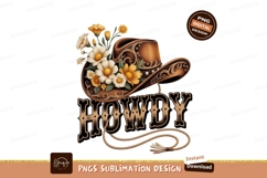 Brown cowboy hat with flowers and rope yellow white Product Image 1