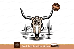 Leopard Print Cow Skull Desert Scene image Product Image 1