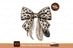 Leopard print bow with feathers animal Product Image 1
