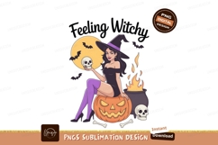 Witchy Halloween Woman Skull Pumpkin Moon image Product Image 1