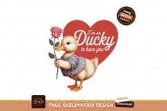 Cute duckling holding pink rose heart Product Image 1