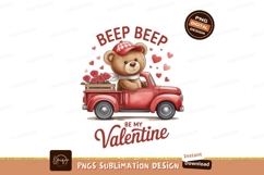 Teddy bear driving red truck with roses image Product Image 1