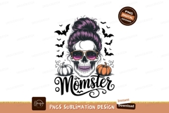 Skull with messy bun and sunglasses purple Product Image 1