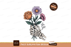 Skeleton hand holding flowers rose daisy Product Image 1
