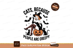 Witchy woman with cats on pumpkin Halloween bats Product Image 1