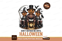 Three pumpkins dressed as men holding lantern and scythe Product Image 1