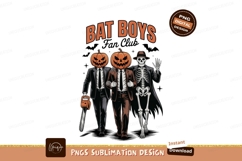 Halloween characters walking together pumpkins skeletons Product Image 1