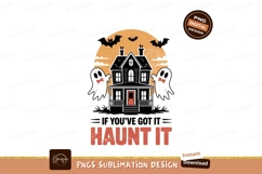 Haunted house with ghosts and bats halloween Product Image 1