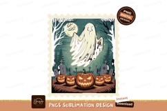 Spooky Ghost Haunting Halloween Graveyard pumpkin moon Product Image 1