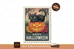 Black cat pumpkin Halloween stamp jack Product Image 1
