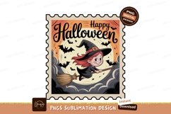 Witch flying broom happy halloween bats Product Image 1