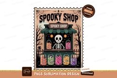 Spooky shop with skeleton and jars halloween Product Image 1