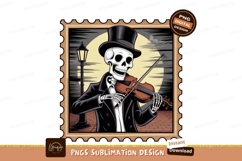 Skeleton playing violin under moon music night Product Image 1