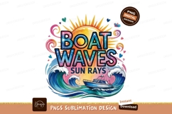 Watercolor Boat Waves Sun Rays Sublimation Png Product Image 1